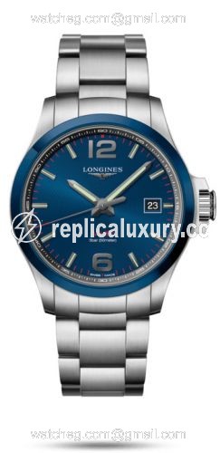 Longines Conquest V.H.P. 43 Stainless Steel / Ceramic / Blue / Bracelet L3.729.4.96.6