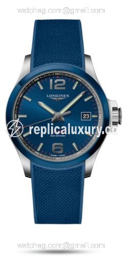 Longines Conquest V.H.P. 43 Stainless Steel / Ceramic / Blue / Rubber L3.729.4.96.9