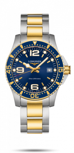 Longines HydroConquest 41 Quartz Stainless Steel / Yellow Gold / Blue / Bracelet L3.740.3.96.7