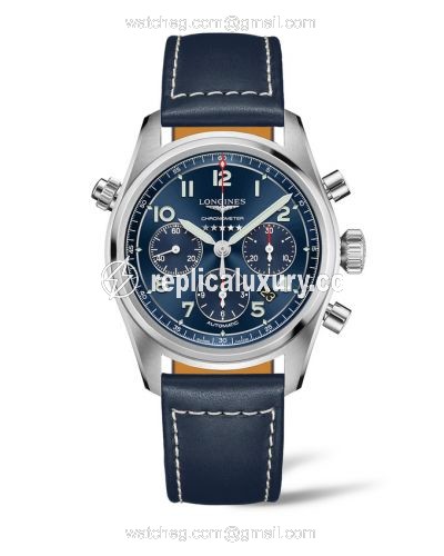 Longines Spirit Chronograph 42 Blue / Strap XL L3.820.4.93.3