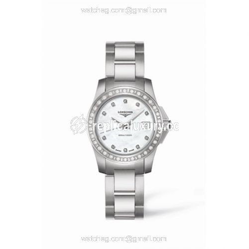 Longines Conquest 29.5 Quartz Stainless Steel Diamond Bezel L3.258.0.89.6