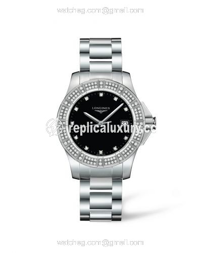 Longines Conquest 35 Quartz Stainless Steel Diamond Bezel L3.280.0.57.6