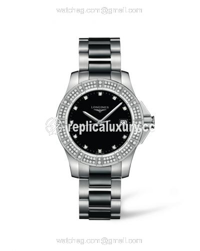 Longines Conquest 35 Quartz Stainless Steel Diamond Bezel L3.280.0.57.7