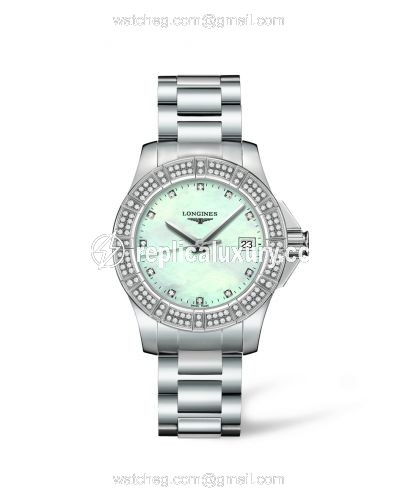 Longines Conquest 35 Quartz Stainless Steel Diamond Bezel L3.280.0.87.6