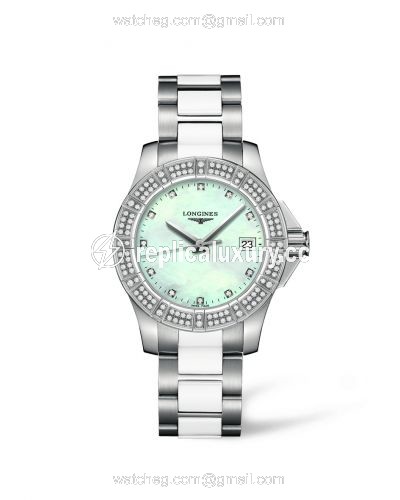 Longines Conquest 35 Quartz Stainless Steel Diamond Bezel L3.280.0.87.7