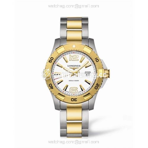 Longines Hydroconquest 39 Quartz Two Tone White L3.647.3.16.7