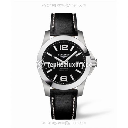 Longines Conquest Automatic 41mm Black Leather L3.658.4.56.0