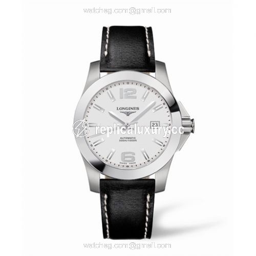 Longines Conquest Automatic 41mm Silver Leather L3.658.4.76.0