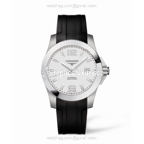 Longines Conquest Automatic 41mm Silver Rubber L3.658.4.76.2