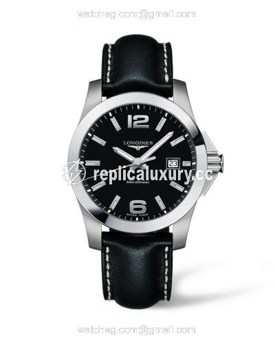Longines Conquest Quartz 41mm Black Leather L3.659.4.58.3