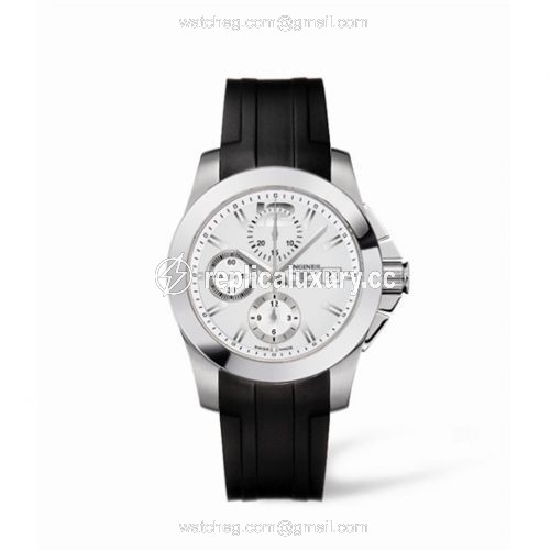 Longines Conquest Chronograph Silver Rubber L3.662.4.76.2