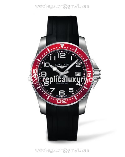 Longines Hydroconquest Quartz 41 Black / Red Rubber L3.689.4.59.2