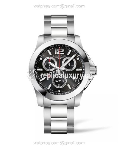 Longines Conqyuest Chronograph Quartz 41 Stainless Steel / Black / Bracelet L3.700.4.56.6