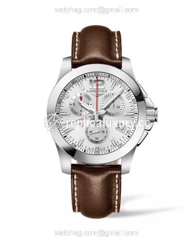 Longines Conquest Chronograph Quartz 41 Stainless Steel / Silver / Strap L3.700.4.76.5