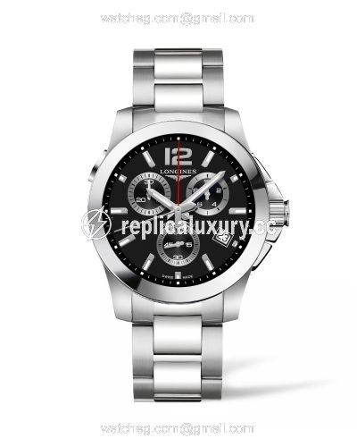 Longines Conquest Chronograph Quartz 41 Stainless Steel / Black / Bracelet L3.702.4.56.6
