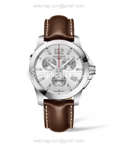 Longines Conquest Chronograph Quartz 41 Stainless Steel / Silver / Strap L3.702.4.76.5