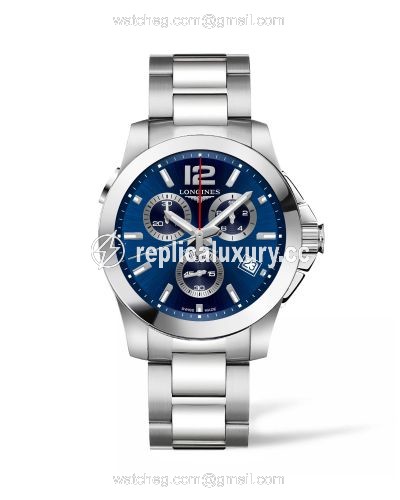 Longines Conquest Chronograph Quartz 41 Stainless Steel / Blue / Bracelet L3.702.4.96.6