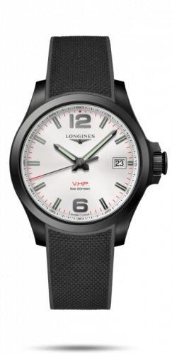Longines Conquest V.H.P. 41 PVD / Silver / Rubber L3.716.2.76.9
