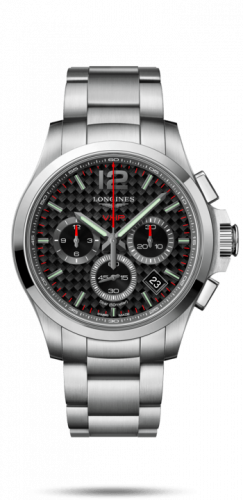 Longines Conquest V.H.P. Chronograph 42 Stainless Steel / Carbon / Bracelet L3.717.4.66.6
