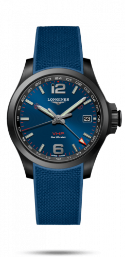 Longines Conquest V.H.P. GMT 41 PVD / Blue / Rubber L3.718.2.96.9