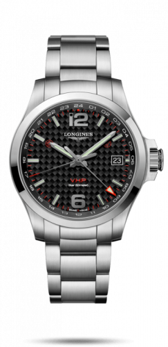Longines Conquest V.H.P. GMT 41 Stainless Steel / Carbon / Bracelet L3.718.4.66.6