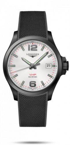 Longines Conquest V.H.P. 43 PVD / Silver / Rubber L3.726.2.76.9