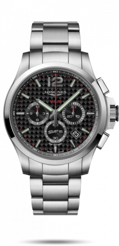 Longines Conquest V.H.P. Chronograph 44 Stainless Steel / Carbon / Bracelet L3.727.4.66.6