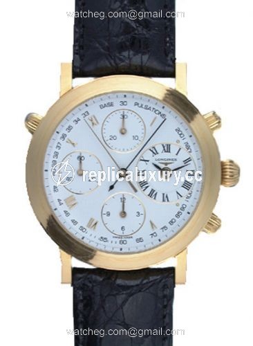 Longines Prestige Rattrapante Yellow Gold / White L4.654.6.11.2