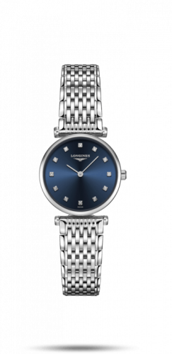 Longines La Grande Classique 24 Quartz Stainless Steel / Blue-Diamond / Bracelet L4.209.4.97.6