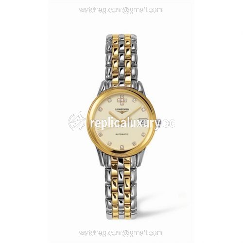 Longines Flagship 26 Automatic Two Tone Cream Diamond L4.274.3.07.7