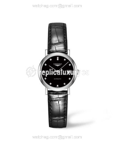 Longines Elegant Collection 25.5 Automatic Stainless Steel / Black / Strap L4.309.4.57.2