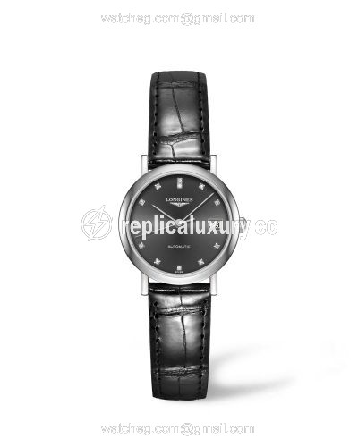 Longines Elegant Collection 25.5 Automatic Stainless Steel / Grey / Strap L4.309.4.78.2