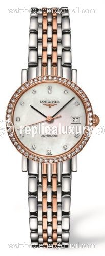 Longines Elegant Collection 25.5 Automatic Stainless Steel / Red Gold / Diamond / MOP L4.309.5.88.7