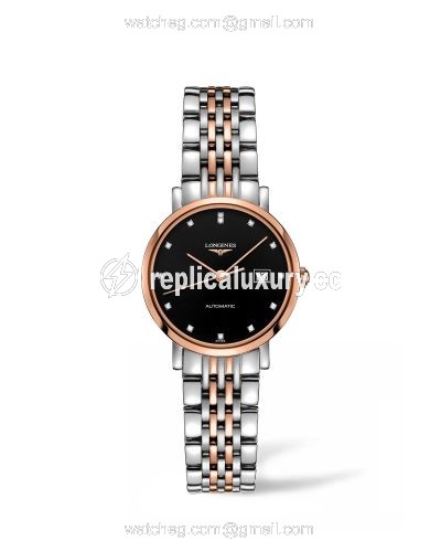Longines Elegant Collection Automatic 29 Stainless Steel / Pink Gold / Black L4.310.5.57.7