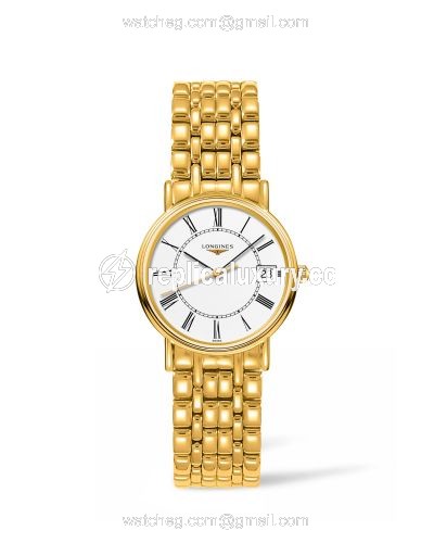 Longines Presence Quartz 30mm PVD Gold / Roman / Bracelet L4.320.2.11.8