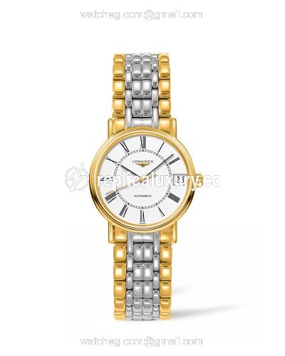 Longines Presence Automatic 30mm Stainless Steel / PVD Gold / White / Bracelet L4.322.2.11.7