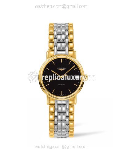Longines Presence Automatic 30mm Stainless Steel / PVD Gold / Black / Bracelet L4.322.2.52.7