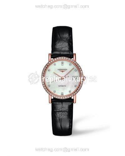 Longines Elegant Collection Automatic 27.2 Pink Gold / Diamond / MOP L4.378.9.87.0