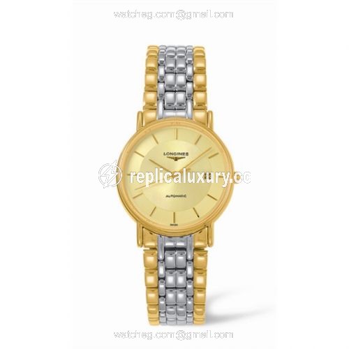 Longines Presence 34.5 Automatic Yellow Stick Yellow Bracelet Two Tone L4.721.2.42.7
