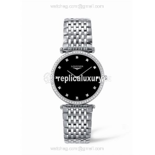 Longines La Grande Classique 33 Quartz Diamond Bezel Black Diamond L4.741.0.58.6
