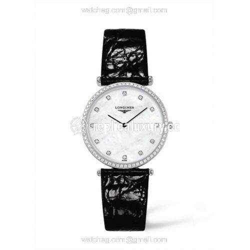 Longines La Grande Classique 33 Quartz Diamond Bezel MOP L4.741.0.80.2
