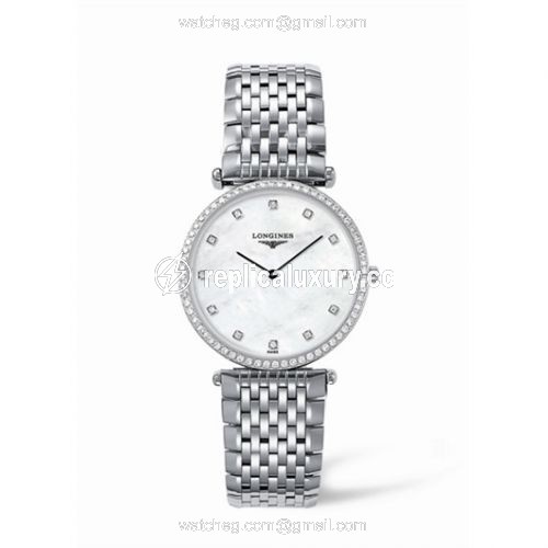 Longines La Grande Classique 33 Quartz Diamond Bezel MOP L4.741.0.80.6