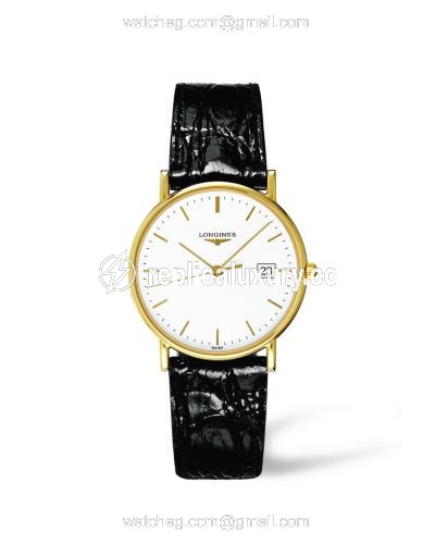Longines Presence 33.5 Quartz Gold Crocodile L4.743.6.12.0