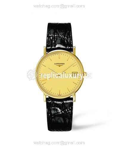 Longines Presence 33.5 Quartz Gold Crocodile L4.743.6.32.0