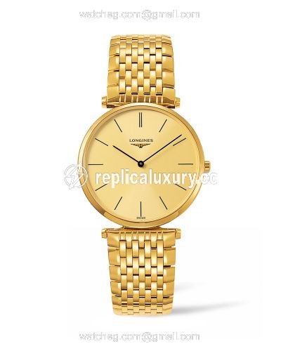 Longines La Grandes Classique Quartz 36 PVD / Champagne / Bracelet L4.755.2.32.8