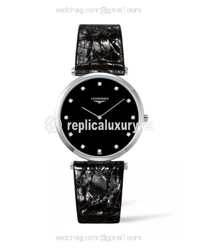 Longines La Grandes Classique Quartz 36 Stainless Steel / Black-Diamond / Strap L4.755.4.58.2