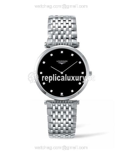 Longines La Grandes Classique Quartz 36 Stainless Steel / Black-Diamond / Bracelet L4.755.4.58.6