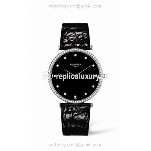 Longines La Grande Classique 37 Quartz Diamond Bezel Black L4.770.0.58.4