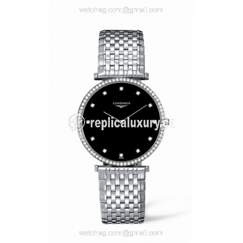 Longines La Grande Classique 37 Quartz Diamond Beze Black Diamondl L4.770.0.58.6