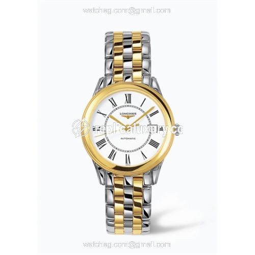 Longines Flagship 35.6 Automatic Two Tone White Roman L4.774.3.21.7